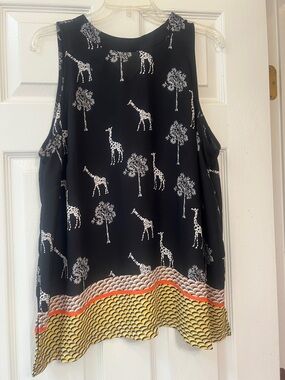 Worthington Black Floral-Accent Sleeveless Top